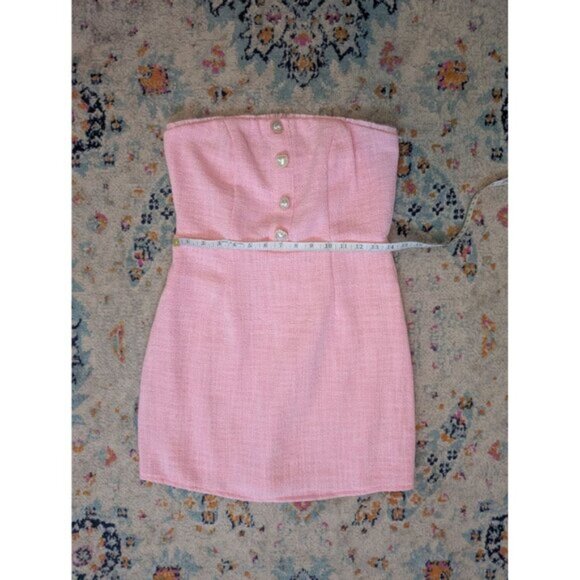 NWT Francesca's Pink Lindsey Strapless Heart Button Mini Dress - M - Picture 6 of 10